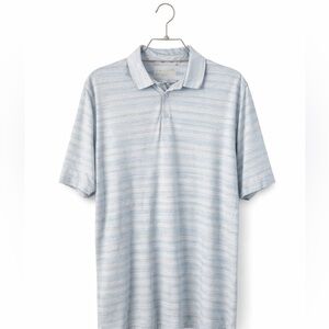 Walter Hagen Mens Golf Polo Large Blue Striped Dry Fit Performance Shirt